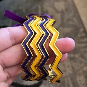 Yellow and purple bracelets